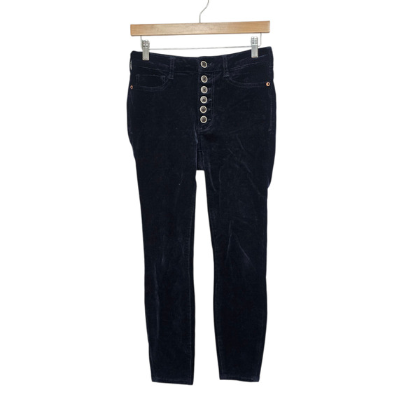 Pilcro Corduroy Pants‎ Womens 27 Navy Blue High Rise Skinny Button Fly Stretch - Picture 1 of 11